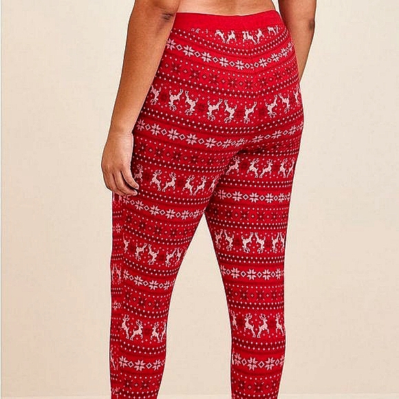 ❤️NWT VINTAGE TORRID LEGGING - CHRISTMAS FAIR ISLE FOXY HOLIDAY SLEEP PANT PLUS - Picture 3 of 10